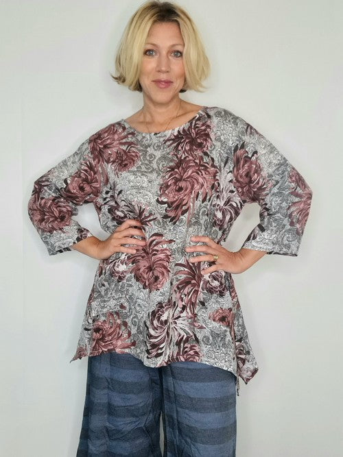 Helga May Linen Blossom Tunic (O/S) 2 COLOURS