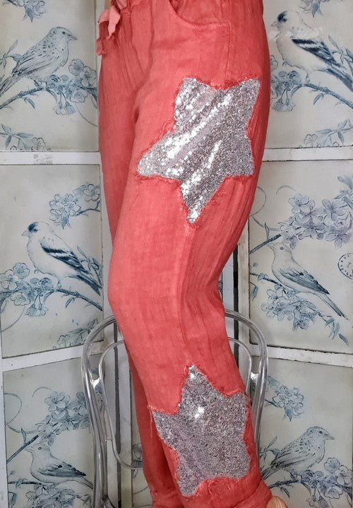 Helga May Linen Sequin Star Pants (O/S) RRP:$159