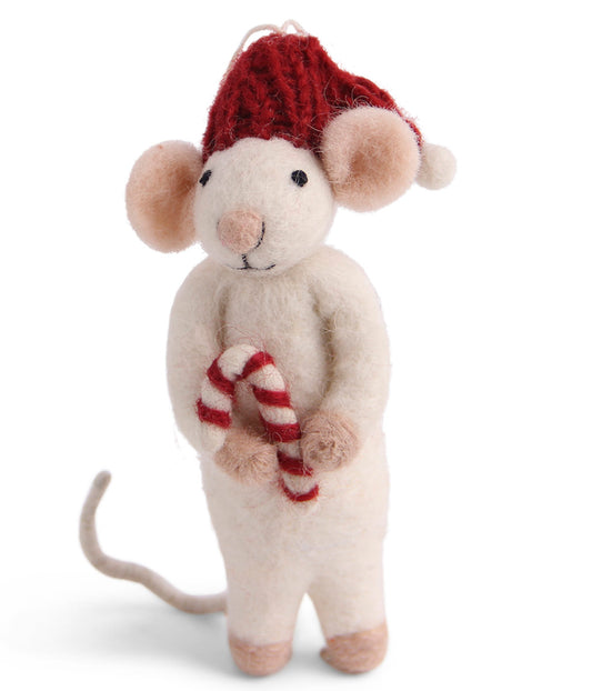 White Mouse with Candy Cane