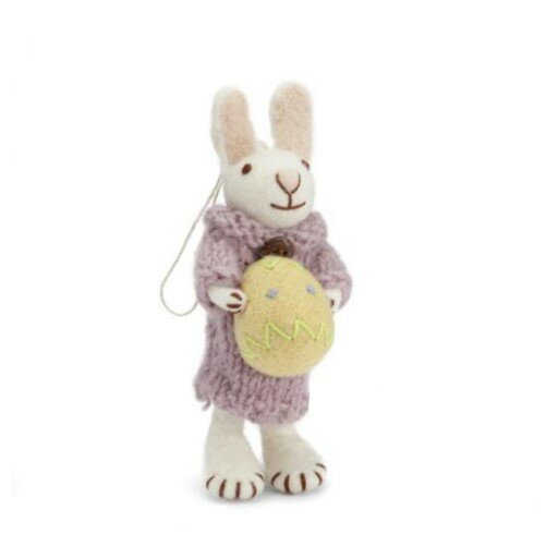 White Bunny with Purple Dress and Egg