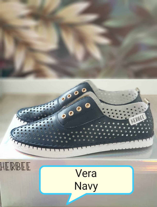 Herbee by Helga May NAVY VERA Leather Shoe (41) RRP:$139