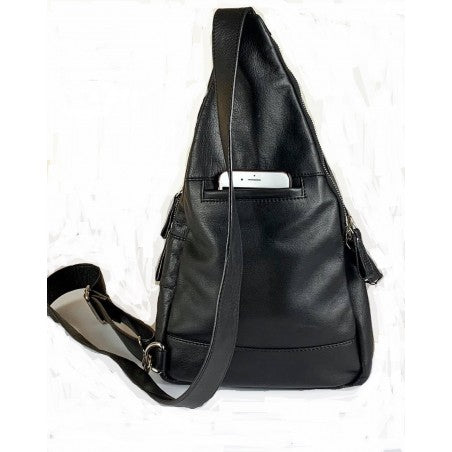 Baron Leather Crossbody Bag Black