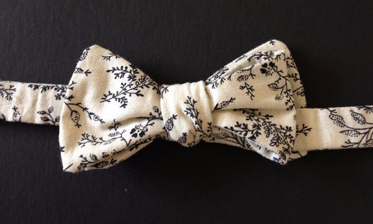 Bow Tie - Cream Floral (Self Tie) RRP:$45
